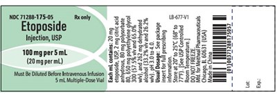 etoposide 100mg vial.jpg PACKAGE LABEL PRINCIPAL DISPLAY PANEL - Etoposide Injection, USP 100 mg per 5 mL Vial Label - etoposide 100mg vial